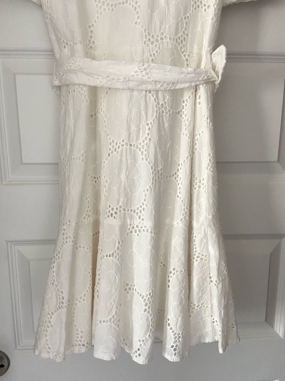 Rachel Parcell White Floral Eyelet Puff Sleeve Midi Dress - Size S - Picture 9 of 14